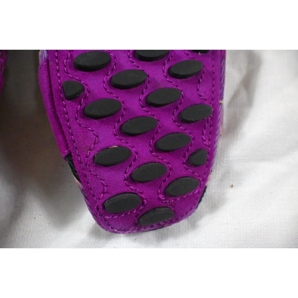 Emilio Pucci Purple Magenta Suede Geometric Print Driving Loafers Buckle Flats S - Picture 10 of 12